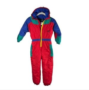 Vintage 1990s Raeurk’s Hooded Colorblock kids Snow Suit